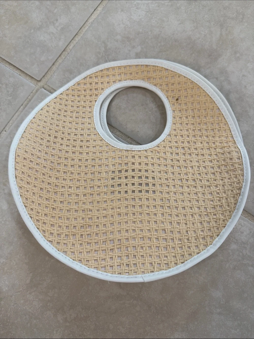 Janie and Jack x Rachel ZoeNatural Woven Round Decorative Trivet with White Trim